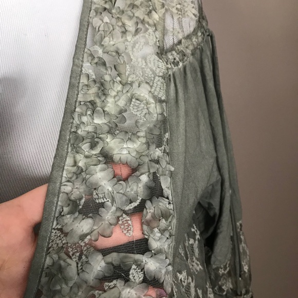 Pol Dried Herb Green Meadow Lace Trim Knit Top. - Picture 7 of 10